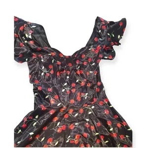 Cherry print retro satin style dress Size M thumbnail 3
