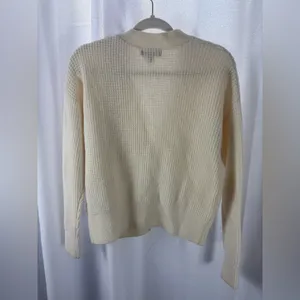 Banana Republic Cream Ivory‎ Aire Wool Blend Cardigan Waffle Knit Small GUC thumbnail 5