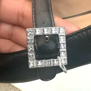 Silent D Womens Shoes Black Leather Mary Janes Bling Buckle Size 38 7/7.5 thumbnail 5