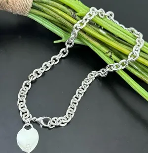 Unsigned Silver-tone Chunky Chain Heart Pendant “G” Stamped 16” Necklace 55g. thumbnail 1