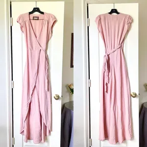 Reformation Chamomile Wrap Maxi Dress Blush Pink Cap Sleeve XS EUC‎ thumbnail 2