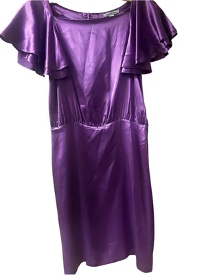 Banana Republic Purple Silk Flutter Sleeve Dress thumbnail 2