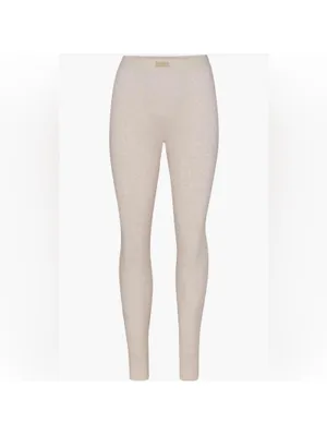 SKIMS Stretch Cotton Rib Leggings High-Waisted Limited Edition Heather Oatmeal thumbnail 4