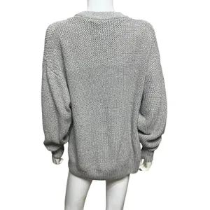 RedHead Womens Gray Chunky Knit Henley Sweater Button Neck Cotton Blend Size M thumbnail 4