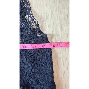 Free People Y2k Lace Macrame Crochet Black Festival Top size XS thumbnail 5