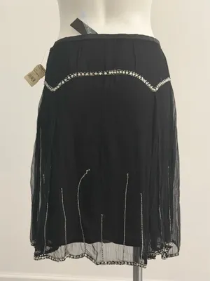 Vintage Black Chiffon Beaded & Sequins Skirt thumbnail 10