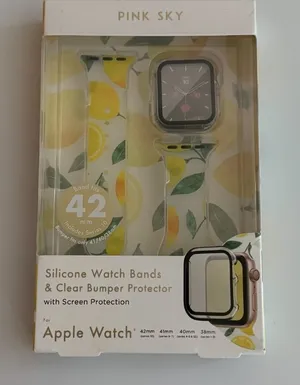 Pink Sky nwt Lemon Print Silicone Apple Watch Band with Clear Bumper - Yellow thumbnail 1