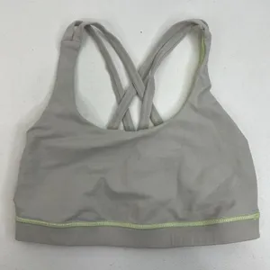 Lululemon Size 6 Energy Bra Medium Support Stretch B / C Cup Gray Lime Green thumbnail 4