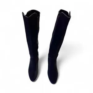 Steve Madden Giselle Black Suede Leather Pull On Riding Knee High Boots Sz 7.5M thumbnail 2