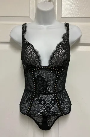 Victoria's Secret Black Rivet Bodysuit thumbnail 3