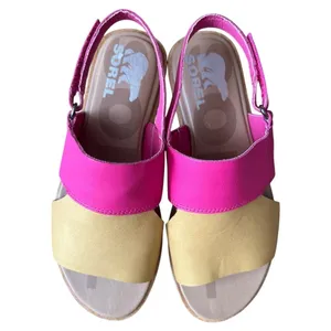 SOREL Pink Cut Out Ella Ii Round Toe Leather Slingback Sandals, US6.5 thumbnail 7
