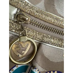 Vintage Coach Poppy Graffiti Glam Shoulder Bag Khaki Monogram Multicolor Sparkle thumbnail 4