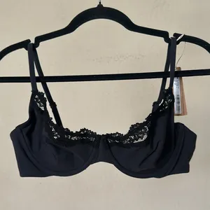 Skims Fits Everybody unlined underwire Lace Scoop Bra Onyx Black NWT 46DD‎ thumbnail 4
