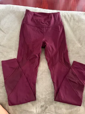 Lululemon Maroon Leggings 4 with Mesh  thumbnail 1