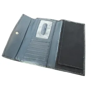 Lodis Black Leather Trifold Wallet Perforated‎ Flap Pocket Envelope Card Case ID thumbnail 13