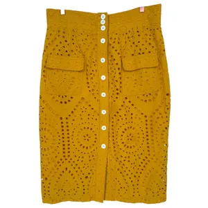 NWT Tracy Reese x Anthropologie Sunshine Eyelet Pencil Skirt Button‎ Front Sz 14 thumbnail 5