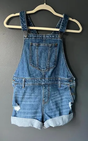Old Navy Size Small Women's Denim Short Overalls thumbnail 1