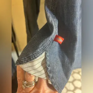 Dickie’s Denim Button-Up Shirt with pearl buttons, cuff and side detail- awesome thumbnail 8