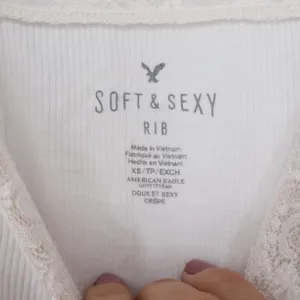 American Eagle Soft Sexy Rib Lace Trim Camisole Cream White XS thumbnail 2
