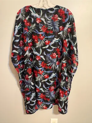 Tommy Bahama Midnight‎ Orchid Floral Lace-Up Swim Cover Up S/M thumbnail 6