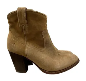 Frye‎ Ilana Beige Suede Leather Western Ankle Boot 7.5 thumbnail 1