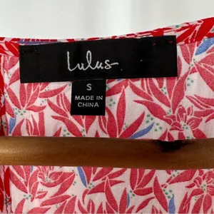 Lulus Dondi Print Tie-Front Short Sleeve Romper in Red and‎ White Size Small thumbnail 7