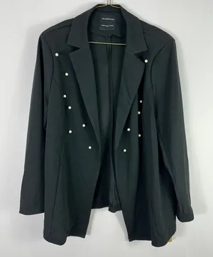 BloomChic Pearl Embellished Blazer 18 Black Chic Statement Minimalist‎ Layering thumbnail 1