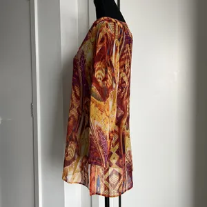 Chicos Blouse Womens Size 2 Large Multicolor Silk Sheer Beaded Tunic Top Boho thumbnail 2
