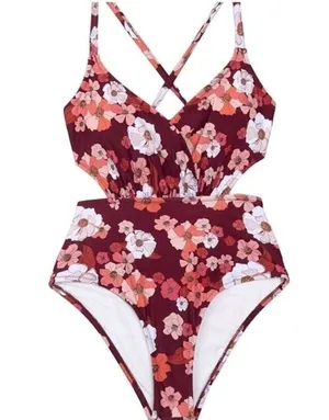 Cupshe Olivia Women XL Floral One Piece Cross Straps Back Tie Floral Swimsuit thumbnail 13