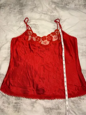 Vintage Warner’s Scarlet Red Satin Lace Cami thumbnail 8