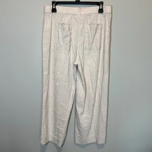 J. Jill Linen Stretch Wide Leg Pants Oatmeal Beige Women Small Pockets Elastic thumbnail 3