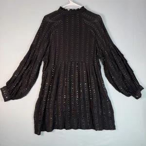 Anthropologie Size-M Womens Quinn Tunic Top Black with Gold‎ Metallic Sequins thumbnail 9