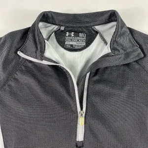 Under Armour Jacket Womens Medium Loose Gray 1/4 Zip‎ ColdBlack HeatGear Stretch thumbnail 2