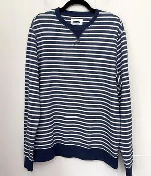 Old Navy Crewneck Striped Long Sleeve Top Fleece Lined Nautical ~ Women’s Size L thumbnail 1