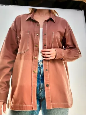 Ultra Flirt Utility Jacket Cotton in Brown Size Large thumbnail 2