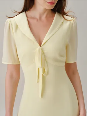 RIHOAS Pale Yellow Tie-Front Maxi Dress thumbnail 6