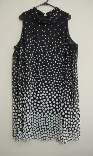 Jessica Howard Shift Dress 18W Black‎ White Polka Dot Ombre Chiffon Sleeveless thumbnail 1