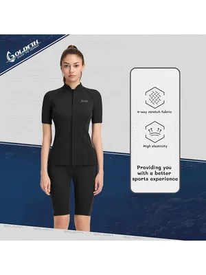GoldFin Women Wetsuit Top Short Sleeve Swim Jacket Neoprene 2mm MEDIUM thumbnail 3