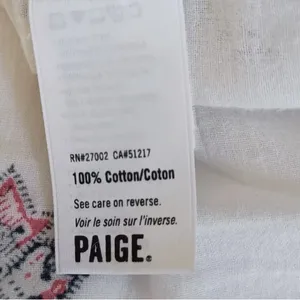 Paige Sammy Off-White Print Vneck Cotton Lightweight Top M thumbnail 6