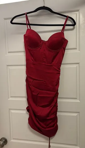 Oh Polly Red Satin Dress thumbnail 1
