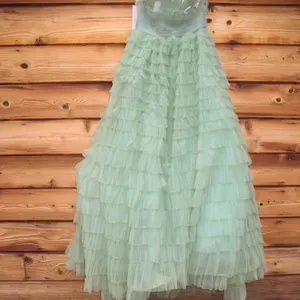MAC DUGGAL 20530 Green Strapless Ruffle Gown with Feathers thumbnail 10