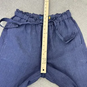 Polo Ralph Lauren Linen Drawstring Wide Leg Pants Denim Blue Small‎ Paperbag thumbnail 14
