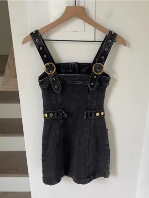 Retrofête Izzy Denim Dress in Onyx Black thumbnail 3