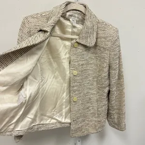 Vintage Jones New York Women's Wool Blend Tweed‎ Blazer Jacket Cream Black Sz 12 thumbnail 3