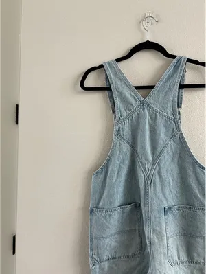 Madewell Oversize Denim Carpenter Shortalls Size Small NEW thumbnail 7