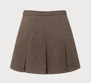 RIHOAS Brown Striped Pleated Mini Skirt Size M thumbnail 7