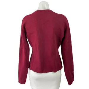 Fashion Womens Red V-neck Oversized Buttons Long Sleeve Cardigan Sweater Size M thumbnail 3