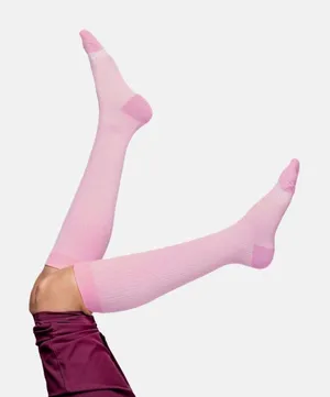 NWT Nurse Yard Solid Pastel Pink Compression Socks S/M thumbnail 1