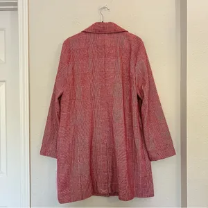 Anthropologie Avec Les Filles Red Houndstooth Plaid Longline Blazer NEW Size XL thumbnail 11