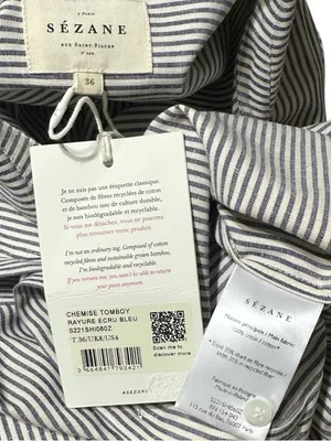 SÉZANE Tomboy Stripe Shirt, Ecru/Blue, FR36/US4 thumbnail 12